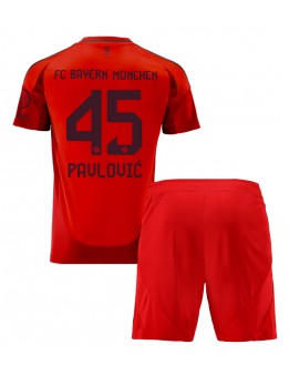 Billige Bayern Munich Aleksandar Pavlovic #45 Hjemmedraktsett Barn 2024-25 Kortermet (+ Korte bukser)